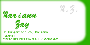 mariann zay business card